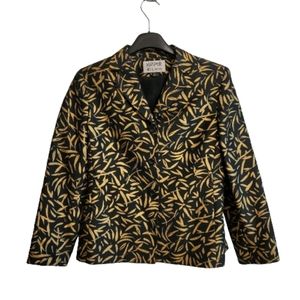 Kasper 100% silk women's size 6 Petite black and gold Blazer